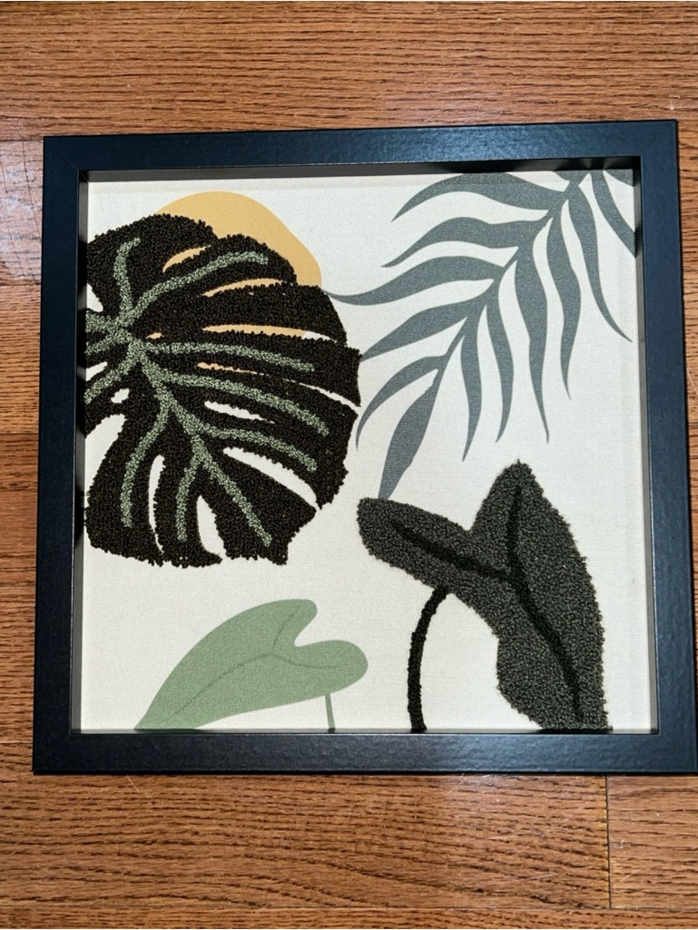 West Haven Botanical Wood Framed Textile Wall Art 12x12 Boho 3D Coastal Beach